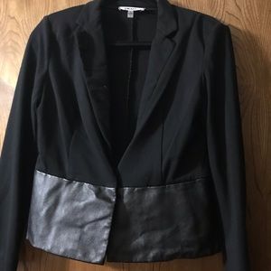 Black knit and leather blazer.